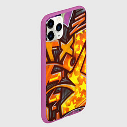 Чехол iPhone 11 Pro матовый Orange Graffiti, цвет: 3D-фиолетовый — фото 2