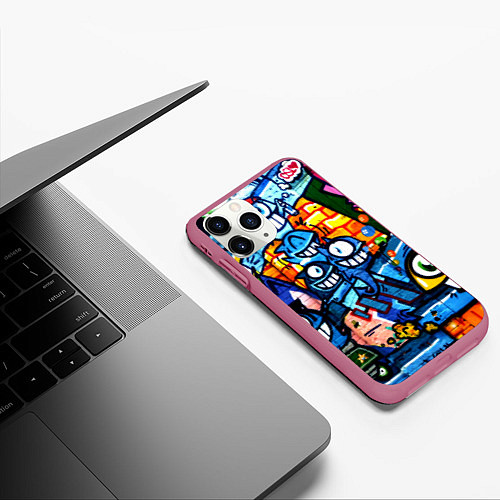 Чехол iPhone 11 Pro матовый Graffiti Exclusive / 3D-Малиновый – фото 3