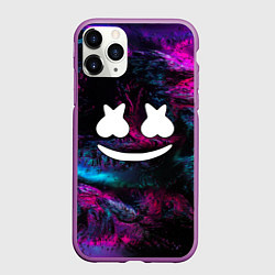 Чехол iPhone 11 Pro матовый Marshmello NEON, цвет: 3D-фиолетовый