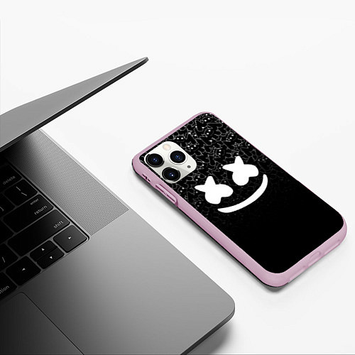 Чехол iPhone 11 Pro матовый Marshmello Black / 3D-Розовый – фото 3