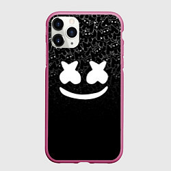 Чехол iPhone 11 Pro матовый Marshmello Black, цвет: 3D-малиновый
