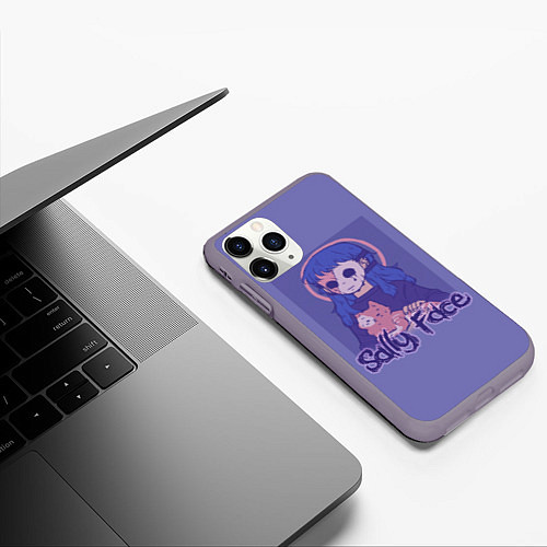 Чехол iPhone 11 Pro матовый Sally Face: Violet Halo / 3D-Серый – фото 3