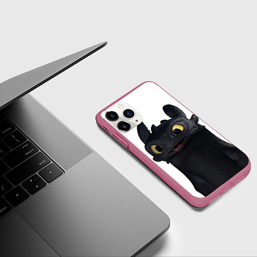 Чехол iPhone 11 Pro матовый Черная фурия / 3D-Малиновый – фото 3