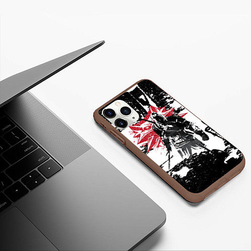 Чехол iPhone 11 Pro матовый Силуэт Ведьмака / 3D-Коричневый – фото 3