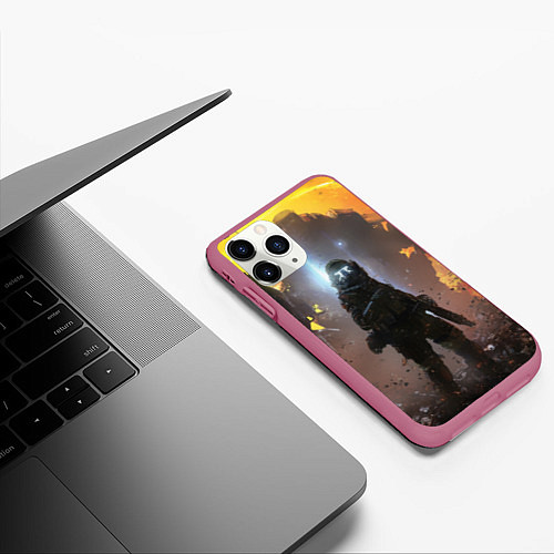 Чехол iPhone 11 Pro матовый Apex Legends: Sunrise / 3D-Малиновый – фото 3