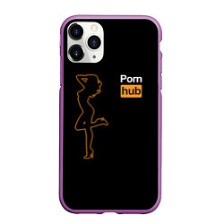 Чехол iPhone 11 Pro матовый PornHub: Neon Girl, цвет: 3D-фиолетовый