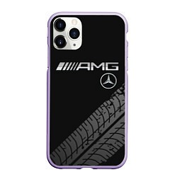 Чехол iPhone 11 Pro матовый Mercedes AMG: Street Racing, цвет: 3D-светло-сиреневый