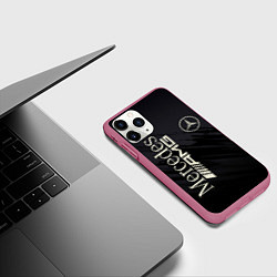 Чехол iPhone 11 Pro матовый Mercedes AMG: Black Edition, цвет: 3D-малиновый — фото 2