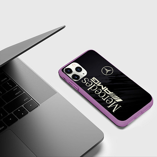 Чехол iPhone 11 Pro матовый Mercedes AMG: Black Edition / 3D-Фиолетовый – фото 3
