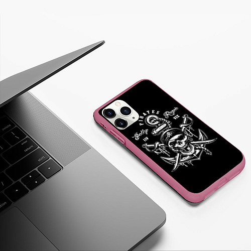 Чехол iPhone 11 Pro матовый Pirates Team / 3D-Малиновый – фото 3