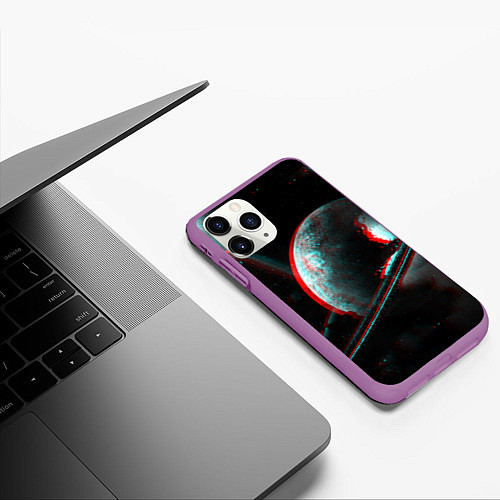 Чехол iPhone 11 Pro матовый Cosmos Glitch / 3D-Фиолетовый – фото 3