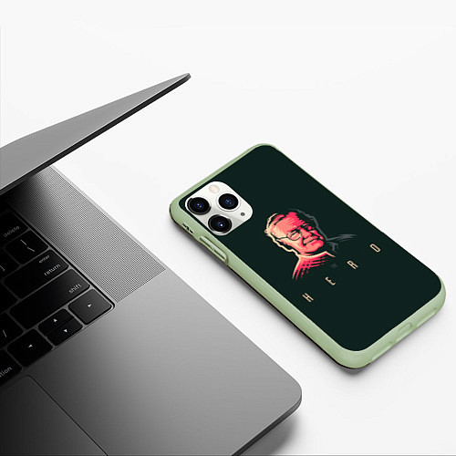 Чехол iPhone 11 Pro матовый Stan Lee The hero / 3D-Салатовый – фото 3