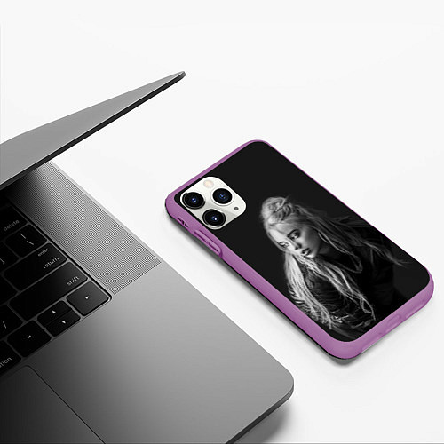 Чехол iPhone 11 Pro матовый Billie Eilish: Black Fashion / 3D-Фиолетовый – фото 3