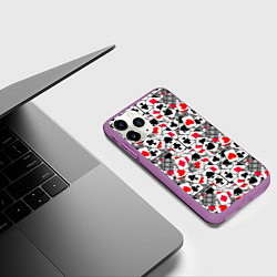 Чехол iPhone 11 Pro матовый Игральные карты - тузы, цвет: 3D-фиолетовый — фото 2