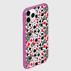 Чехол iPhone 11 Pro матовый Игральные карты - тузы, цвет: 3D-фиолетовый — фото 2