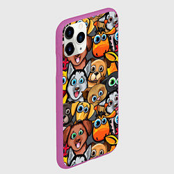 Чехол iPhone 11 Pro матовый Веселые собаки, цвет: 3D-фиолетовый — фото 2