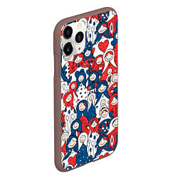 Чехол iPhone 11 Pro матовый Русские матрешки триколор, цвет: 3D-коричневый — фото 2