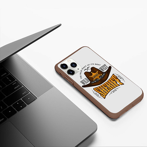 Чехол iPhone 11 Pro матовый Sheriff - wild west / 3D-Коричневый – фото 3