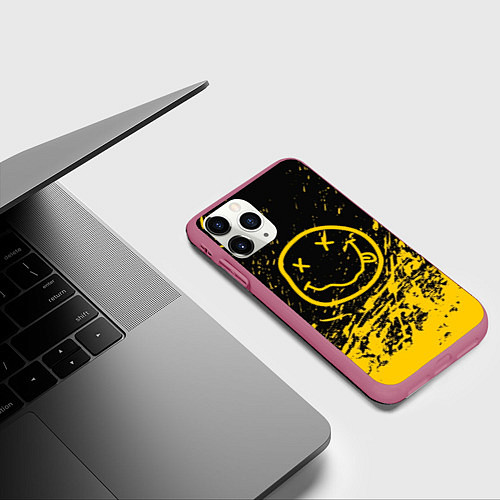 Чехол iPhone 11 Pro матовый NIRVANA / 3D-Малиновый – фото 3