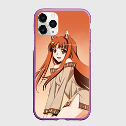 Чехол iPhone 11 Pro матовый Милая аниме девочка-оборотень - Волчица и пряности, цвет: 3D-фиолетовый