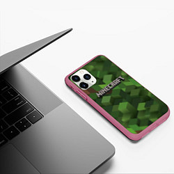 Чехол iPhone 11 Pro матовый MINECRAFT FOREST, цвет: 3D-малиновый — фото 2