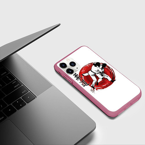 Чехол iPhone 11 Pro матовый Judo: Japan / 3D-Малиновый – фото 3