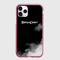 Чехол iPhone 11 Pro матовый Чёрный клевер, цвет: 3D-малиновый