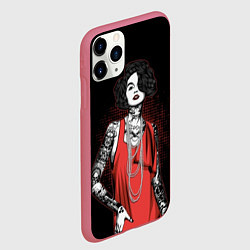Чехол iPhone 11 Pro матовый Девушка в красном платье, цвет: 3D-малиновый — фото 2