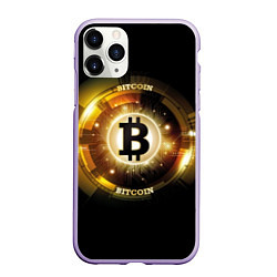 Чехол iPhone 11 Pro матовый Золотой биткоин мерцающий