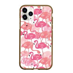 Чехол iPhone 11 Pro матовый Рай фламинго, цвет: 3D-коричневый