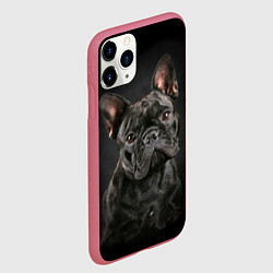Чехол iPhone 11 Pro матовый Французский бульдог, цвет: 3D-малиновый — фото 2