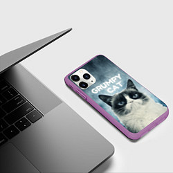 Чехол iPhone 11 Pro матовый Grumpy Cat, цвет: 3D-фиолетовый — фото 2