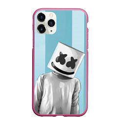 Чехол iPhone 11 Pro матовый Marshmello, цвет: 3D-малиновый