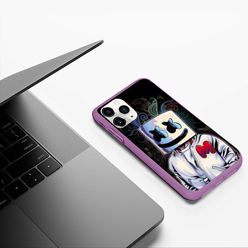 Чехол iPhone 11 Pro матовый Marshmello XXX / 3D-Фиолетовый – фото 3