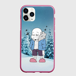 Чехол iPhone 11 Pro матовый Sans Winter, цвет: 3D-малиновый