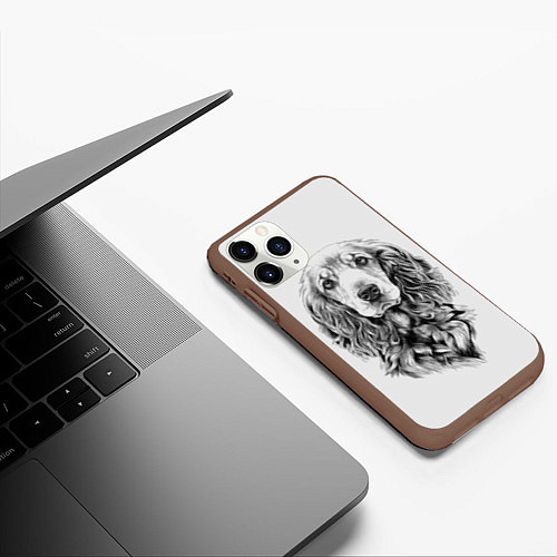 Чехол iPhone 11 Pro матовый Кокер спаниель / 3D-Коричневый – фото 3