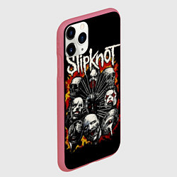 Чехол iPhone 11 Pro матовый Slipknot: Faces, цвет: 3D-малиновый — фото 2
