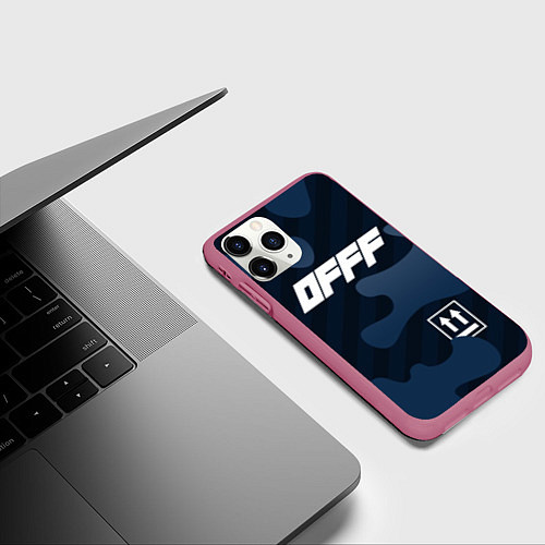 Чехол iPhone 11 Pro матовый Off-White / 3D-Малиновый – фото 3