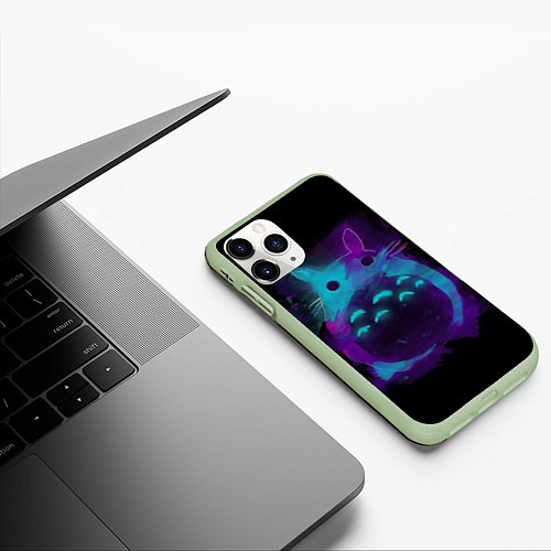 Чехол iPhone 11 Pro матовый Милый Тоторо / 3D-Салатовый – фото 3