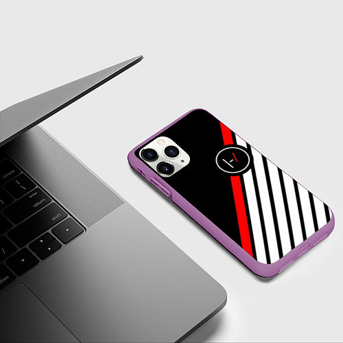 Чехол iPhone 11 Pro матовый 21 Pilots: Black Logo / 3D-Фиолетовый – фото 3
