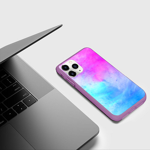 Чехол iPhone 11 Pro матовый Неоновое лето / 3D-Фиолетовый – фото 3