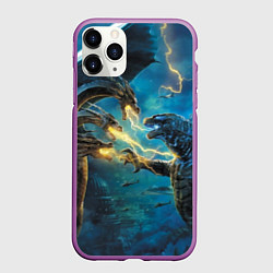 Чехол iPhone 11 Pro матовый Godzilla Rage, цвет: 3D-фиолетовый