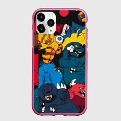 Чехол iPhone 11 Pro матовый Годзилла, цвет: 3D-малиновый