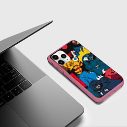 Чехол iPhone 11 Pro матовый Годзилла, цвет: 3D-малиновый — фото 2