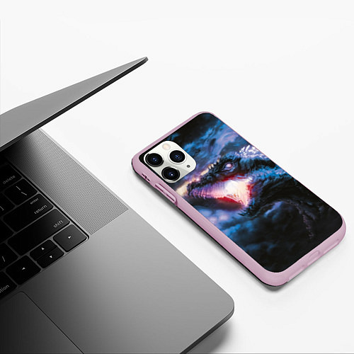 Чехол iPhone 11 Pro матовый Годзилла / 3D-Розовый – фото 3