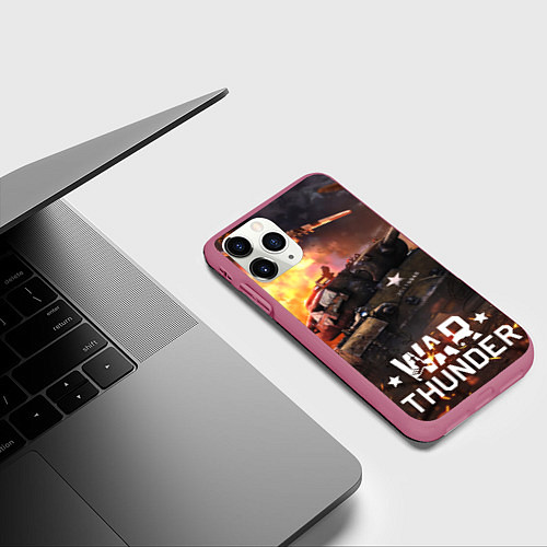 Чехол iPhone 11 Pro матовый War thunder explosion / 3D-Малиновый – фото 3