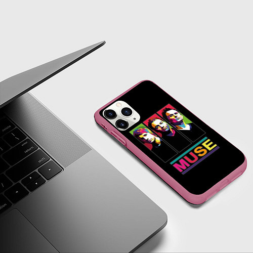 Чехол iPhone 11 Pro матовый Muse pop-art / 3D-Малиновый – фото 3
