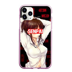 Чехол iPhone 11 Pro матовый Anime Senpai, цвет: 3D-розовый