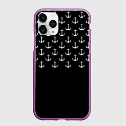 Чехол iPhone 11 Pro матовый Минималистичные Якоря, цвет: 3D-фиолетовый