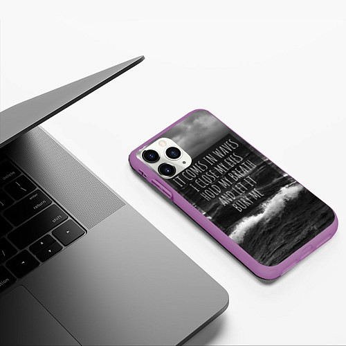 Чехол iPhone 11 Pro матовый Bring Me The Horizon - it comes in waves / 3D-Фиолетовый – фото 3